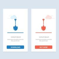 reparação de ferramenta de pá showel cavando azul e vermelho baixe e compre agora modelo de cartão de widget da web vetor