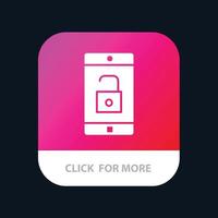 aplicativo móvel aplicativo móvel desbloquear botão de aplicativo móvel android e ios versão glifo vetor
