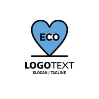 modelo de logotipo de negócios eco coração amor ambiente cor plana vetor