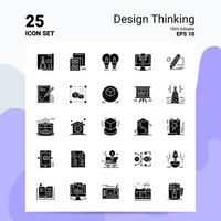 25 conjunto de ícones de pensamento de design 100 eps editáveis 10 arquivos idéias de conceito de logotipo de negócios design de ícone de glifo sólido vetor