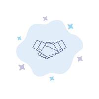 acordo de aperto de mão mãos de negócios parceiros parceria ícone azul no fundo da nuvem abstrata vetor