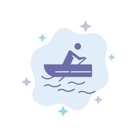 ícone azul da água do treinamento do remo do barco no fundo abstrato da nuvem vetor