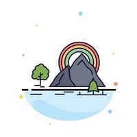 montanha colina paisagem natureza arco-íris ícone de cor plana vetor