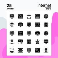 25 conjunto de ícones da internet 100 eps editáveis 10 arquivos idéias de conceito de logotipo de negócios design de ícone de glifo sólido vetor