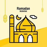 modelo de saudação ramadan kareem crescente islâmico e ilustração vetorial de lanterna árabe vetor