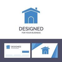 cartão de visita criativo e modelo de logotipo construção de construção casa casa ilustração vetorial vetor