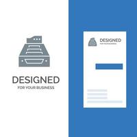 arquivos contabilidade contas banco de dados armazenamento caixa de entrada design de logotipo cinza e modelo de cartão de visita vetor