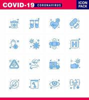 covid19 corona virus contaminação prevenção ícone azul 25 pack como covid care heart tablet medicine viral coronavirus 2019nov doença vetor elementos de design