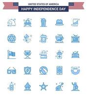 grupo de 25 blues definido para o dia da independência dos estados unidos da américa, como refrigerante américa chapéu americano editável eua dia elementos de design vetorial vetor