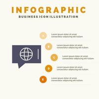 bate-papo mundo serviço técnico ícone sólido infográficos fundo de apresentação de 5 etapas vetor