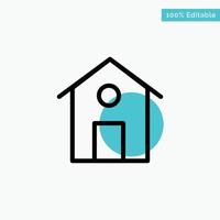 ícone de vetor de ponto de círculo de destaque turquesa de construção de casa em casa