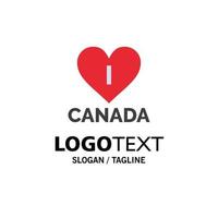 cor lisa do modelo de logotipo de negócios do Canadá de coração de amor vetor