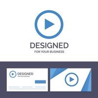 cartão de visita criativo e interface de vídeo de modelo de logotipo reproduzir ilustração em vetor de usuário