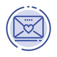 sms amor casamento coração linha pontilhada azul linha ícone vetor