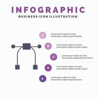 design gráfico ferramenta ícone sólido infográficos 5 passos apresentação fundo vetor