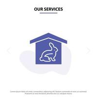 nossos serviços casa coelho páscoa natureza ícone de glifo sólido modelo de cartão web vetor