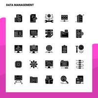 25 conjunto de ícones de gerenciamento de dados modelo de ilustração vetorial de ícone de glifo sólido para web e ideias móveis para empresa de negócios vetor