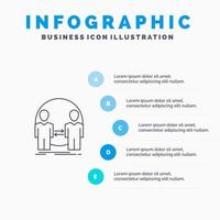 homem clone ícone de linha duplicada de identidade de usuário com fundo de infográficos de apresentação de 5 etapas vetor