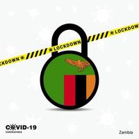 zâmbia bloqueio modelo de conscientização de pandemia de coronavírus covid19 design de bloqueio vetor