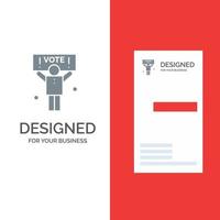 campanha política política votar design de logotipo cinza e modelo de cartão de visita