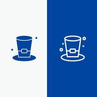 bebida de vidro vinho linha de cerveja e ícone sólido glifo banner azul linha e ícone sólido glifo banner azul vetor