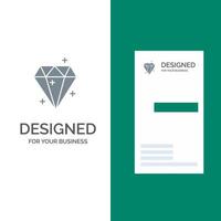 design de logotipo cinza de prêmio de sucesso de cristal de diamante e modelo de cartão de visita vetor