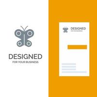 borboleta mosca inseto primavera design de logotipo cinza e modelo de cartão de visita vetor