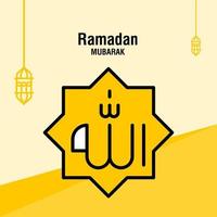 modelo de saudação ramadan kareem crescente islâmico e ilustração vetorial de lanterna árabe vetor