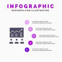 equipe seta gráfico de negócios esforços gráfico sucesso ícone sólido infográficos fundo de apresentação de 5 etapas vetor