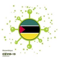 fundo de conscientização da bandeira coronavius de moçambique fique em casa fique saudável cuide de sua própria saúde ore pelo país vetor