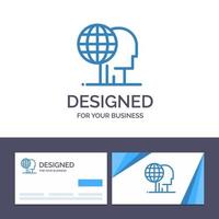 cartão de visita criativo e modelo de logotipo marketing global finanças terceirização de marketing global ilustração em vetor