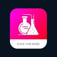 botão de aplicativo móvel de energia de laboratório de reação química android e ios versão glifo vetor