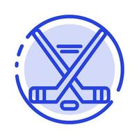 hokey gelo esporte esporte americano azul linha pontilhada linha ícone