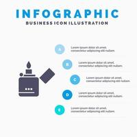modelo de apresentação de infográficos zippo de fumo de isqueiro de fogo apresentação de 5 etapas vetor