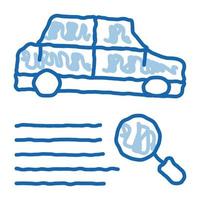ícone de doodle de pesquisa de carro ilustração desenhada à mão vetor