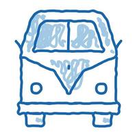 ícone de rabisco de van ônibus ilustração desenhada à mão vetor