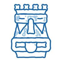 ilustração desenhada à mão do ícone do doodle do totem asteca vetor