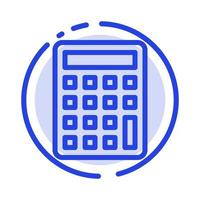 calculadora calcular ícone de linha pontilhada azul educação vetor