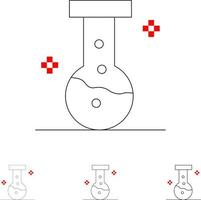 laboratório de laboratório químico conjunto de ícones de linha preta em negrito e fino vetor