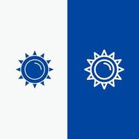 linha de primavera de luz de brilho solar e ícone sólido de glifo banner azul linha e ícone sólido de glifo banner azul vetor