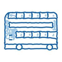 ícone de rabisco de ônibus turístico de dois andares ilustração desenhada à mão vetor