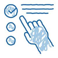 lista de verificação de toque de mão ícone de doodle de marca aprovada ilustração desenhada à mão vetor