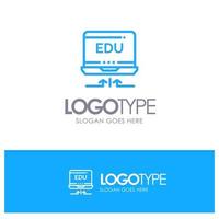 hardware de laptop seta educação logotipo azul estilo de linha vetor