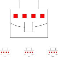 bolsa de usuário escritório de negócios conjunto de ícones de linha preta em negrito e fino vetor