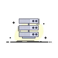 vetor de ícone de cor plana de dados de rack de armazenamento de servidor