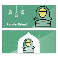 banner de conceito ramadan kareem com padrões islâmicos vetor