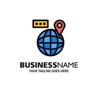 modelo de logotipo de negócios de localização de navegação de mapa mundial cor plana vetor