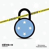 estados federados da micronésia bloqueiam modelo de conscientização sobre pandemia de coronavírus covid19 design de bloqueio vetor