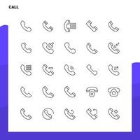conjunto de ícones de linha de chamada conjunto 25 ícones vetor design de estilo minimalista ícones pretos conjunto de pacote de pictograma linear