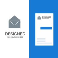 mensagem de e-mail aberto design de logotipo cinza e modelo de cartão de visita vetor